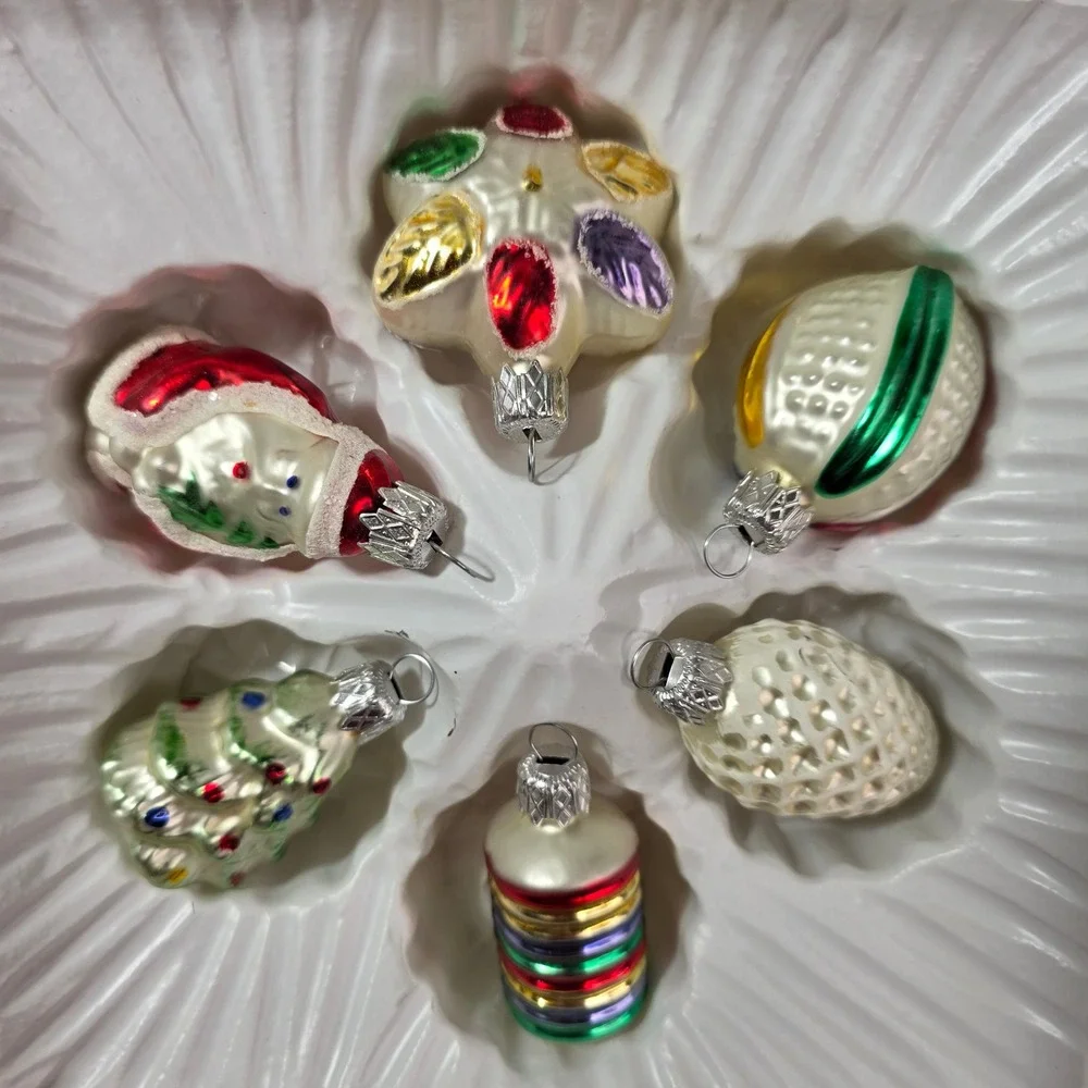 Home For The Holidays Vintage Miniature Glass Christmas Ornaments Set 12 Piece